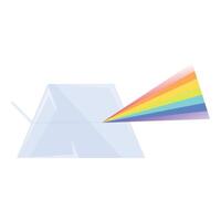 Triangular prism refracting light beam creating rainbow spectrum illustration vector