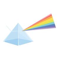 Triangular prism refracting light beam creating rainbow spectrum vector