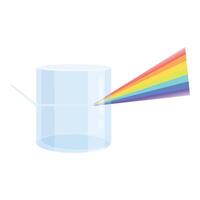 Light beam passing through triangular prism creating rainbow effect illustration vector