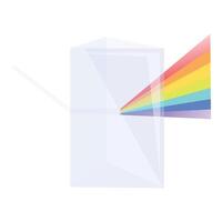 Triangular prism refracting light beam creating rainbow spectrum vector