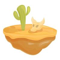 Cow skull and cactus growing on a small desert island vector