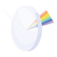 Light beam refracting and separating through a prism, creating a visible spectrum vector
