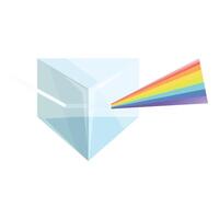 Light beam refracting through prism creating color spectrum vector