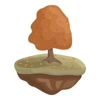 Lonely autumn tree growing on floating island vector