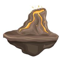 Volcano erupting on floating island with molten lava vector