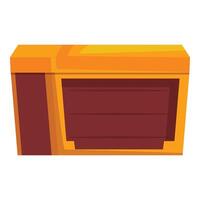 Closed wooden treasure chest with golden frame for user interface design in game vector