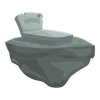 Old worn tombstone sitting on a floating stone island vector