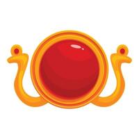 Golden amulet with red gem and swan necks representing protection and elegance vector