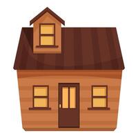 Wooden house with attic window standing on white background vector