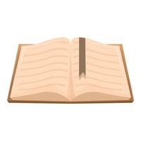 Open book lying on table with bookmark inserted between pages vector