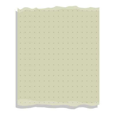 Green torn paper with dots pattern is being held on white background