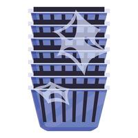 Stack of empty blue plastic crates for storage and transportation vector