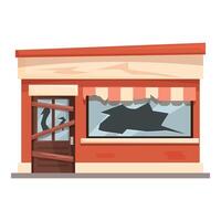 Boarded up shop with broken window showing consequences of financial crisis vector