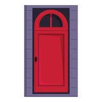 Red front door with arched transom window is closing vector