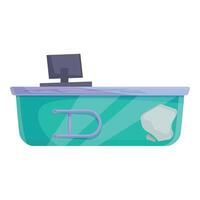 Empty supermarket checkout counter with computer and broken detail vector
