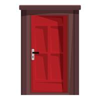 Red wooden front door with frame is being closed vector