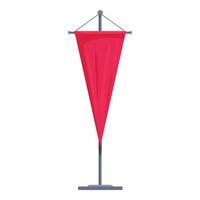 Red pennant flag hanging on metal pole displaying important information vector