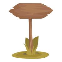 Wooden empty signpost standing on grass patch vector