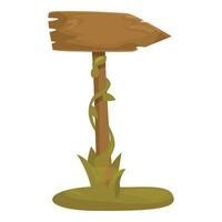 Old wooden blank signpost with growing vines pointing right vector