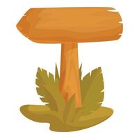 Wooden signpost surrounded by grass pointing right with copy space vector