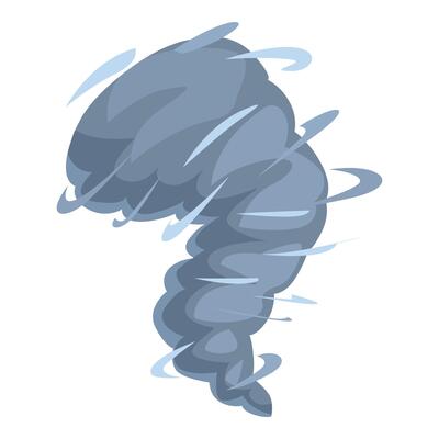 Powerful tornado rotating, destructive whirlwind force of nature