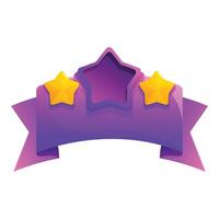 Purple ribbon displaying three stars for best quality rating vector