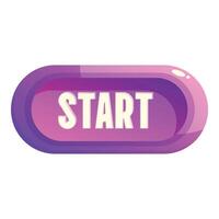 Shiny purple start button inviting user to begin vector