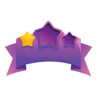 Purple banner showing customer review rating with three stars vector