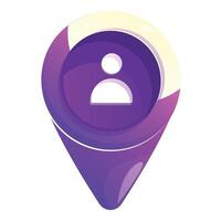 Purple map pin icon showing the location of a user vector