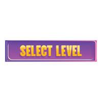Select level purple button inviting user to start playing vector