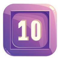 Purple rounded square icon showing number ten vector