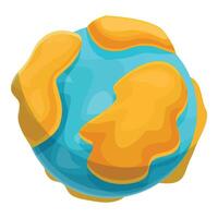 Blue planet with orange continents representing global warming effect vector