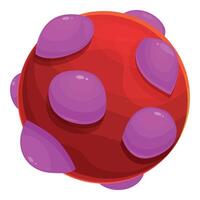 Red planet with purple craters from asteroid impact floating in open space vector