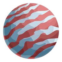 Red planet with blue stripes floating in space vector