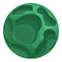 Green planet rotating in open space with craters vector