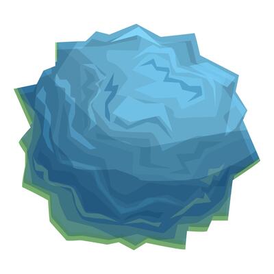 Blue crumpled paper ball illustration forming an abstract texture