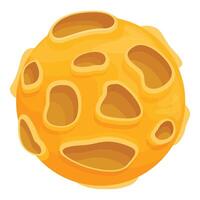 Porous yellow planet floating in space with craters vector