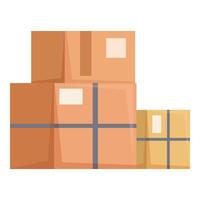 Several cardboard boxes taped up and ready for shipping vector
