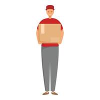 Smiling delivery man is holding a package vector