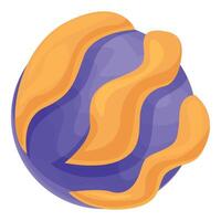 Abstract planet with flowing orange stripes on purple surface vector
