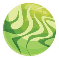 Green planet sphere showing liquid swirling surface in outer space vector