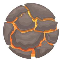 Hot lava planet with molten surface showing cracks vector