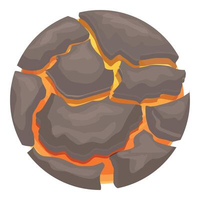 Hot lava planet with molten surface showing cracks