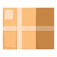 Cardboard box standing up with tape and label vector