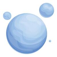 Blue planet floating in space with smaller moons orbiting around vector