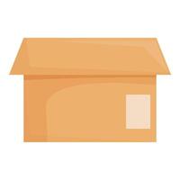 Cardboard box standing open with empty label for shipping vector