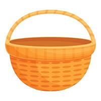 Empty wicker basket standing with handle upwards vector