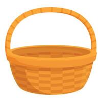 Empty wicker basket standing with handle up for storage vector