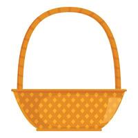 Empty wicker basket standing with woven handle on white background vector