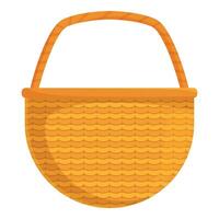 Empty wicker basket standing up with handle vector